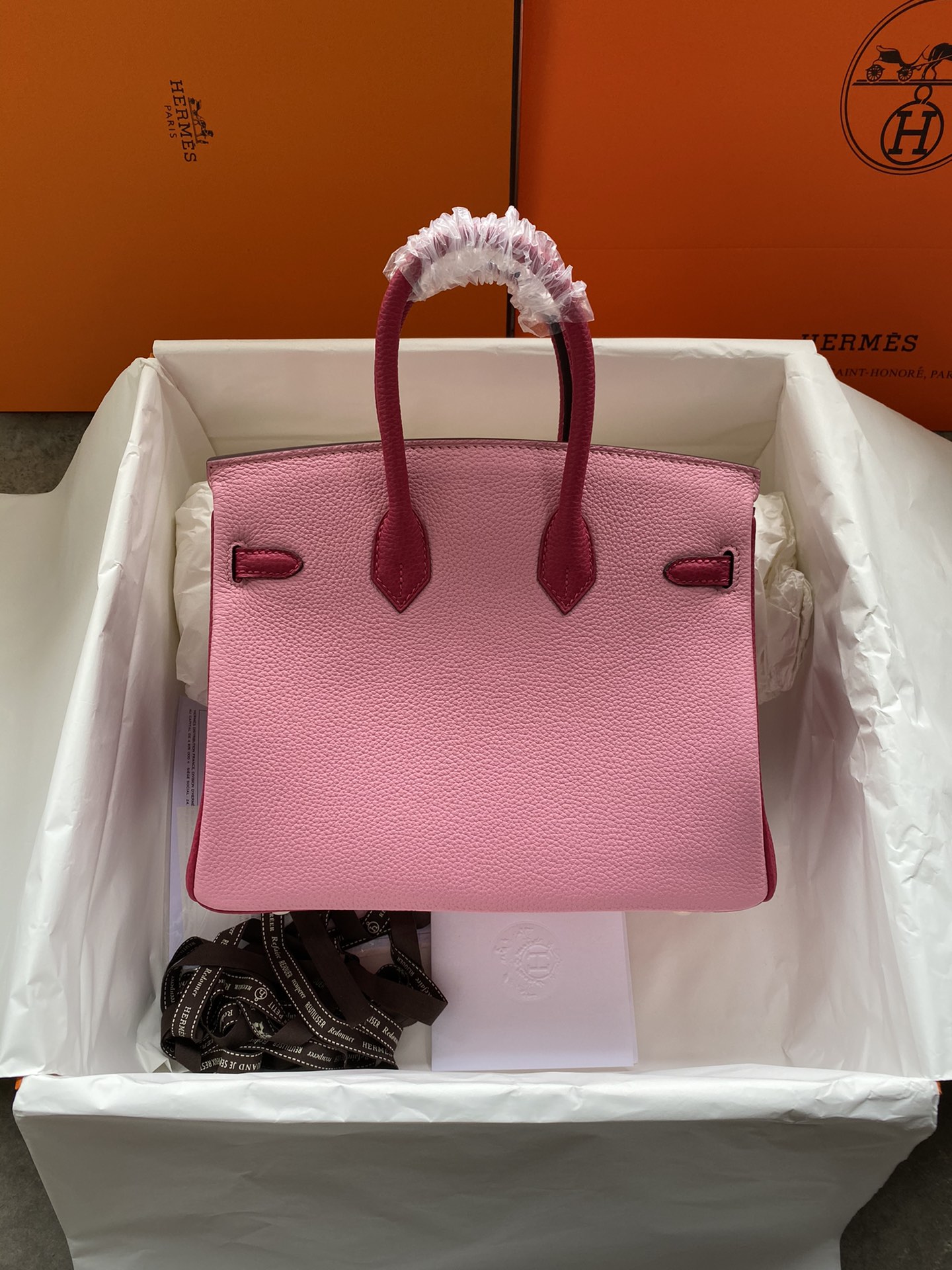 Hermes Birkin 25CM Togo Leather Handbag Pink Red